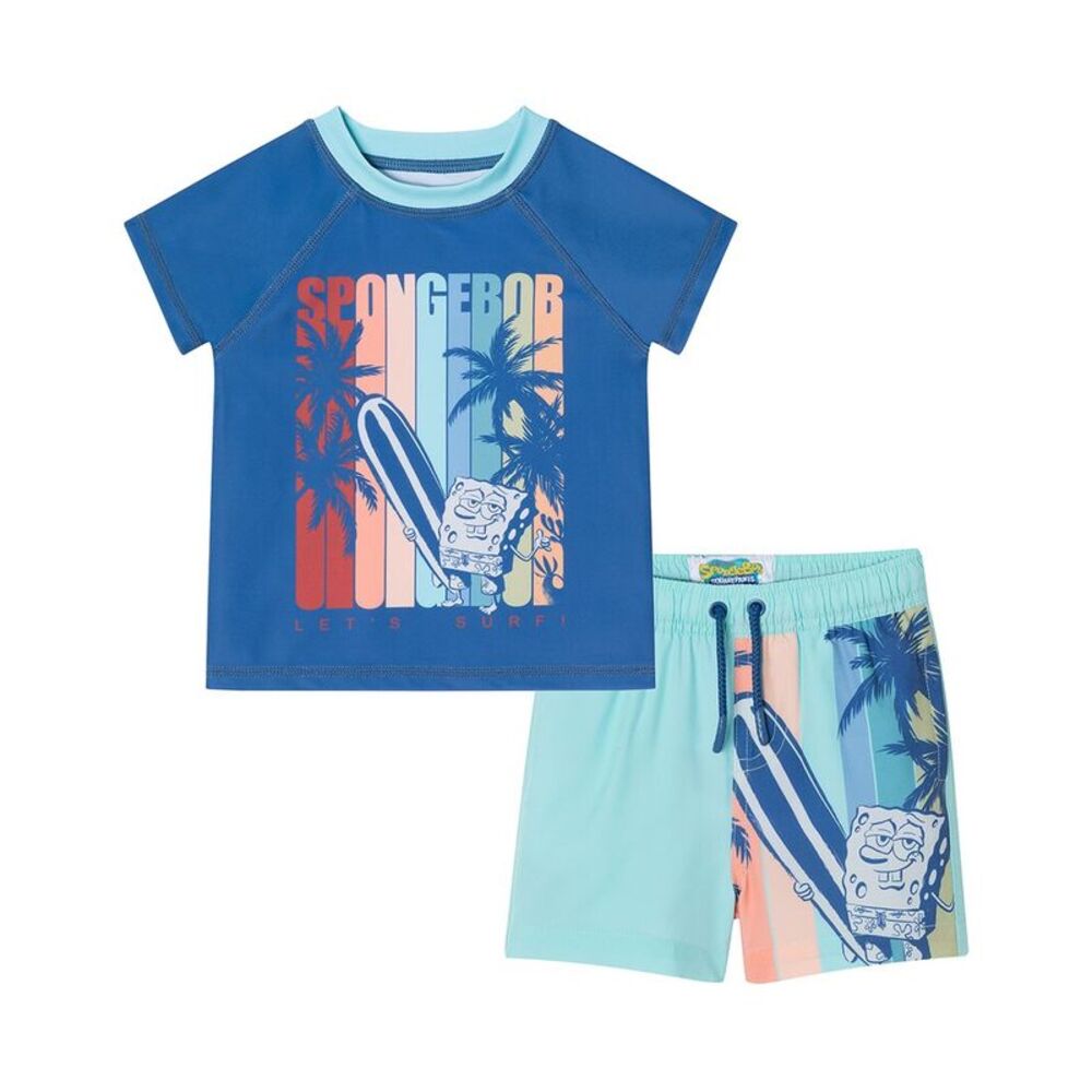 Andy & Evan Girls  X Spongebob Squarepants™ Rashguard Set, Blue